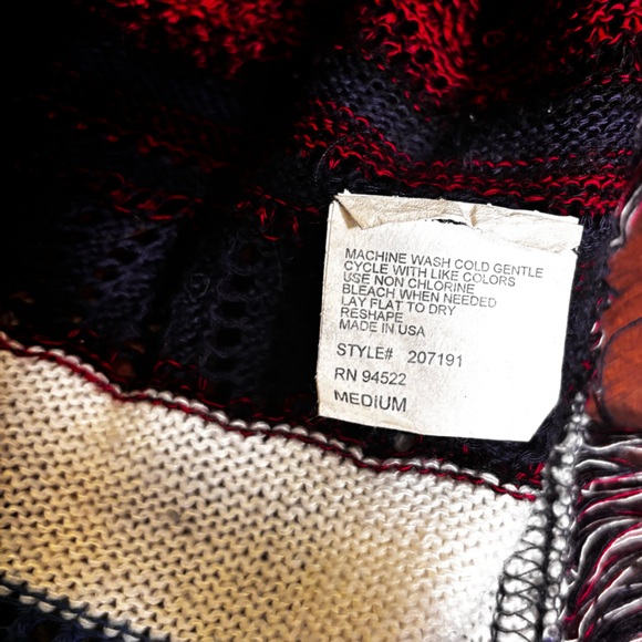 Say What? Black, Cream, and Red Striped Cardigan size Medium - Picture 3 of 4